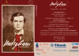 Locandina evento Modigliani a Tirana alla Galeria Kalo, presentazione Catalogue Raisonné Volume VI