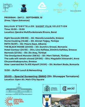 Locandina ufficiale Balkan CineFest Berat 18 settembre